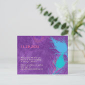 パープルブルーティール(緑がかった色)ピーコックウェディングザデイト 案内ポストカード (スタンド正面)