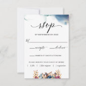 パープルブルーティール（緑がかった色）水の色とフローラ食事の選択肢 出欠カード (正面)