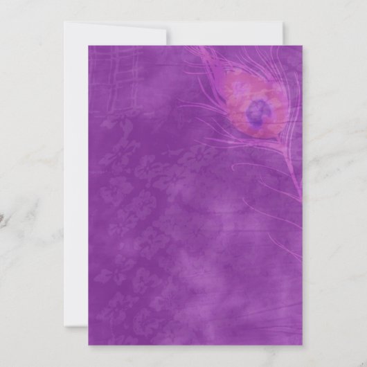 パープルブルーティール（緑がかった色）素朴ピーコックテーマ結婚ズ 招待状 (裏面)