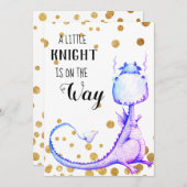 *パープルブルードラゴン男の赤ちゃんシャワー招待状 招待状 (正面/裏面)