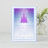 パープルブルードリームキャッスルインザクラウド誕生日 招待状 (スタンド正面)