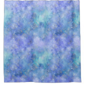 パープルブルーナイトスカイウォーターカラーティール（緑がかった色） シャワーカーテン (正面)