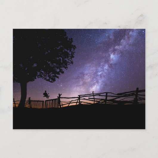 パープルブルーナイトスカイ宇宙ユニバース ポストカード (正面)