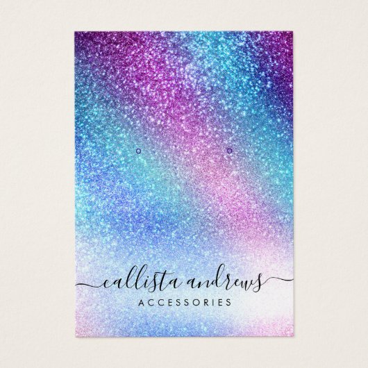 パープルブルーネブラ銀河系グリッターイヤリングディスプレイ (正面)