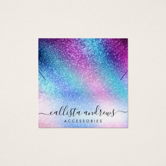 パープルブルーネブラ銀河系グリッターネックレスディスプレイ (正面)