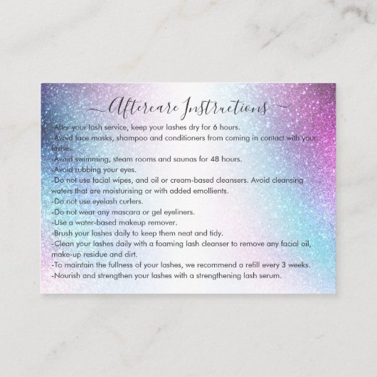 パープルブルーネブラ銀河系グリッターラッシュアフターケア 名刺 (裏面)