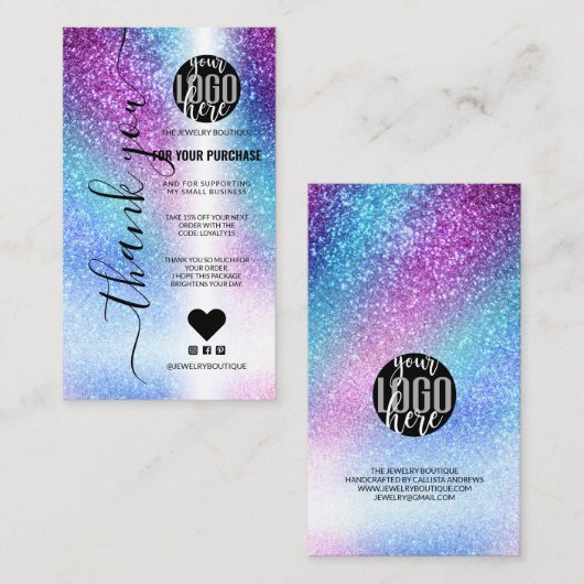 パープルブルーネブラ銀河系グリッター注文ありがとう 名刺 (正面/裏面)