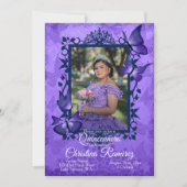 パープルブルーバタフライキンセアニェラ招待状 招待状 (正面)