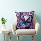 パープルブルーバタフライフローラ クッション (椅子)
