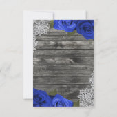 パープルブルーバラ素朴ウッドホワイトレースRSVP 招待状 (裏面)