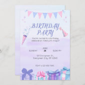 パープルブルーバースデーバッシュ 招待状 (正面/裏面)