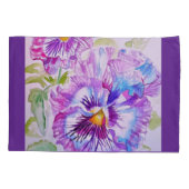 パープルブルーパンジーのパンジー水彩模様 枕カバー (裏面)