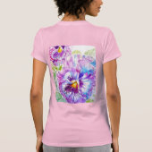 パープルブルーパンジーのパンジー水彩模様 Tシャツ (裏面)