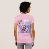 パープルブルーパンジーのパンジー水彩模様 Tシャツ (裏面フル)