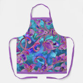 パープルブルーピンクウォーターカラーダマスクデザイン エプロン (正面)