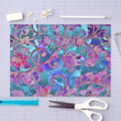 パープルブルーピンクウォーターカラーダマスクデザイン 薄葉紙 (クラフト)