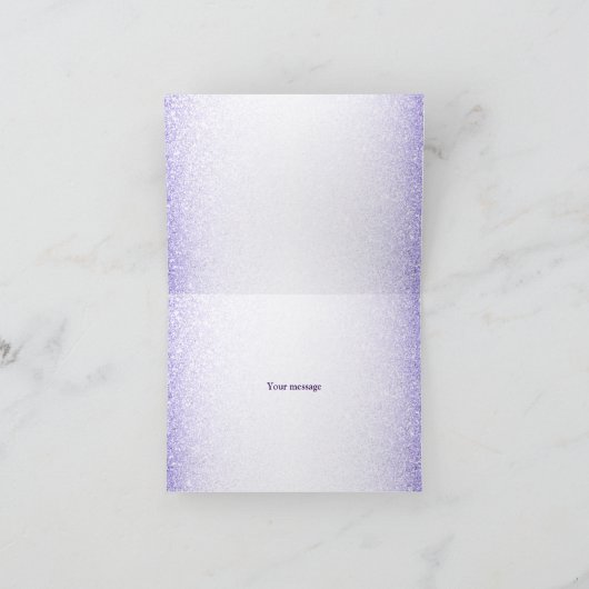 パープルブルーピンクフローラグリッターエレガントな結婚式 サンキューカード (内部)