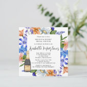 パープルブルーピンクフローラブランチ&バブリーシャワー 招待状 (スタンド正面)