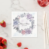 パープルブルーピンクフローラ結婚リース スタンダードカクテルナプキン (インサイチュ)