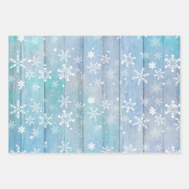 パープルブルーピンクホリデーウィンターアイテム ラッピングペーパーシート