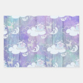 パープルブルーピンクホリデーウィンターアイテム ラッピングペーパーシート (正面)