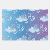 パープルブルーピンクホリデーウィンターアイテム ラッピングペーパーシート (正面2)