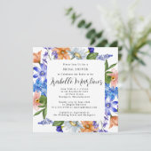 パープルブルーピンクワイルドフラワーフローラブライダルシャワー 招待状 (スタンド正面)