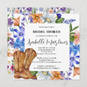 パープルブルーピンクワイルドフラワーフローラブライダルシャワー 招待状 (正面/裏面)