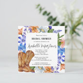 パープルブルーピンクワイルドフラワーフローラブライダルシャワー 招待状 (スタンド正面)