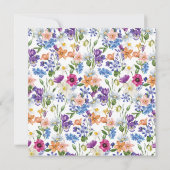 パープルブルーピンクワイルドフラワーフローラブライダルシャワー 招待状 (裏面)