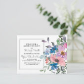 パープルブルーピンク水彩フローラ卒業 ポストカード (スタンド正面)