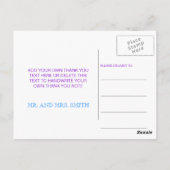 パープルブルーピーコック結婚の感謝 ポストカード (裏面)