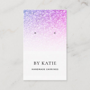 パープルブルーフェイクグリッターイヤリングディスプレイカード 名刺