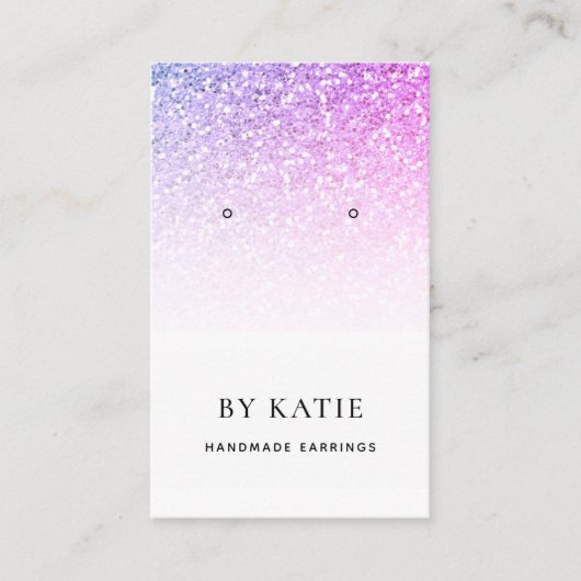 パープルブルーフェイクグリッターイヤリングディスプレイカード 名刺 (正面)