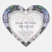 パープルブルーフラクタル妖精の物語結婚式用シール ハートシール (正面)