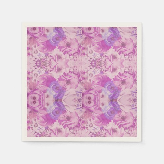 パープルブルーフラワー抽象芸術 スタンダードカクテルナプキン (正面)