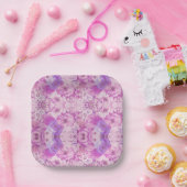 パープルブルーフラワー抽象芸術 ペーパープレート (パーティー)