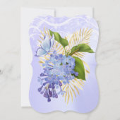 パープルブルーフローラかわいらしバタフライバースデーパーティー 招待状 (裏面)