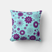 パープルブルーフローラジャンボピロー クッション (正面)