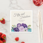 パープルブルーフローラセージ葉ズフィフティーファブラス スタンダードカクテルナプキン (インサイチュ)