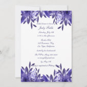 パープルブルーフローラリーフブライダルシャワー 招待状 (正面)
