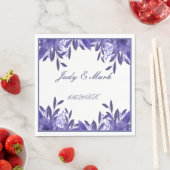 パープルブルーフローラリーフ紙ナプキンス スタンダードランチョンナプキン (インサイチュ)