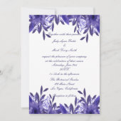 パープルブルーフローラリーフ結婚式招待状 招待状 (正面)