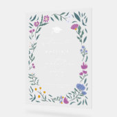 パープルブルーフローラ卒業パーティーのサイン アクリルサイン (傾斜)