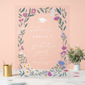 パープルブルーフローラ卒業パーティーのサイン アクリルサイン (ウェディング)