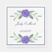 パープルブルーフローラ緑の葉紙ナプキンス スタンダードランチョンナプキン (正面)