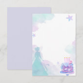 パープルブループリンセスガールバースデーパーティー サンキューカード (正面/裏面)