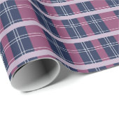 パープルブループレイドタータンチェックパターンホリデーズ ラッピングペーパー (ロールコーナー)