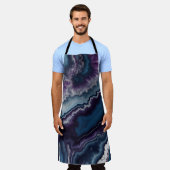 パープルブルーホワイトアガテマーブルデザイン エプロン (着用した状態)