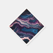 パープルブルーホワイトアガテマーブルデザイン スタンダードカクテルナプキン (角)